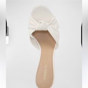 VERONICA BEARD Ganita Knotted Leather Slide Sandals, White/Cream